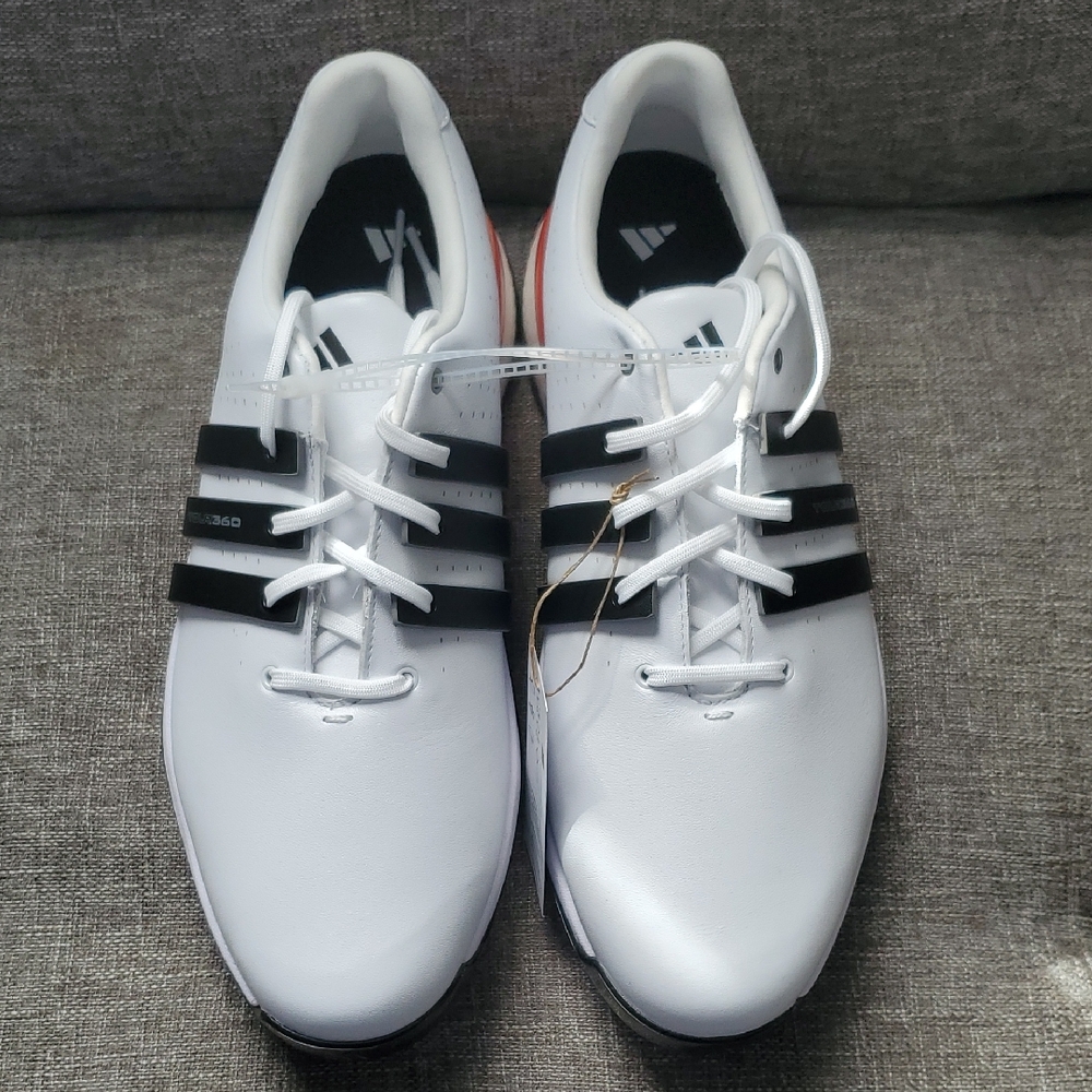 Adidas Tour 360 24 Golf Shoes Mens Sz 10 White Black Red Leather Boost IH8539